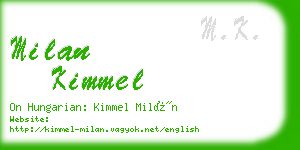 milan kimmel business card